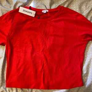 Garage bright red cropped shirt. Size Large